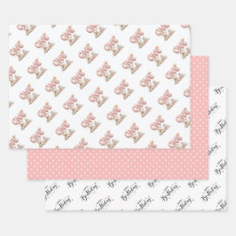 Teddy Bear and Polka Dot Happy Birthday Geschenkpapier Set