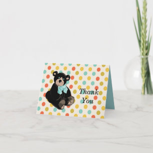 Teddy Bear and Polka Dots Danke, Note Card Dankeskarte