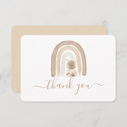 Teddy Bear and Rainbow danke Karte (Vorne/Hinten)