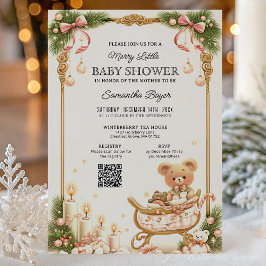 Teddy Bear and Ribbons Christmas Baby Shower  Einladung