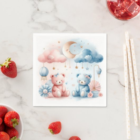 Teddy Bear and Stars Baby Dusche nach Maß Serviette (Beispiel)