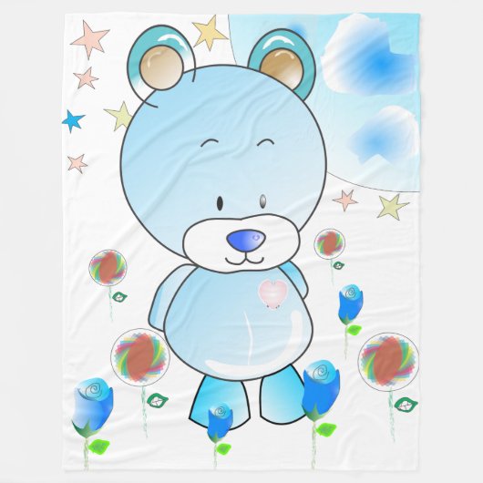 Teddy Bear and Stars Fleecedecke (Vorderseite)