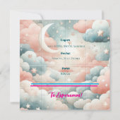 Teddy Bear and Stars Gender Reveal Custom Save The Date (Rückseite)