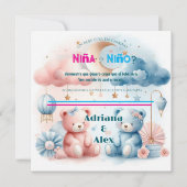 Teddy Bear and Stars Gender Reveal Custom Save The Date (Vorderseite)