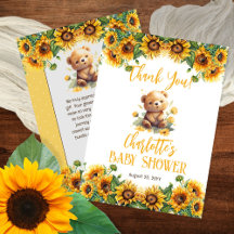 Teddy Bear and Sunflowers Baby Dusche
