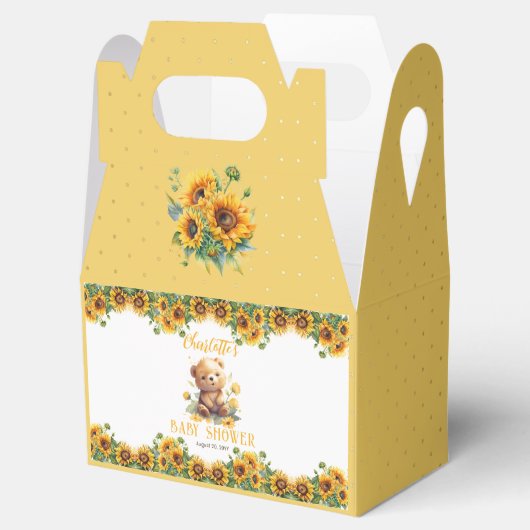 Teddy Bear and Sunflowers Baby Dusche Geschenkschachtel (Geöffnet)