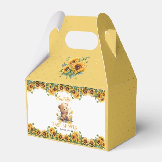 Teddy Bear and Sunflowers Baby Dusche Geschenkschachtel (Vorderseite)