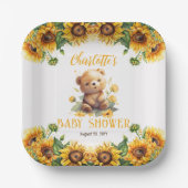 Teddy Bear and Sunflowers Baby Dusche Pappteller (Vorderseite)