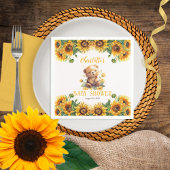 Teddy Bear and Sunflowers Baby Dusche Serviette