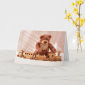 Teddy Bear and Toy Train Card Karte (Gelbe Blume)