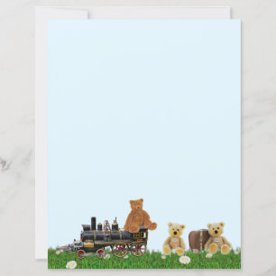 Teddy Bear and Train Stationery