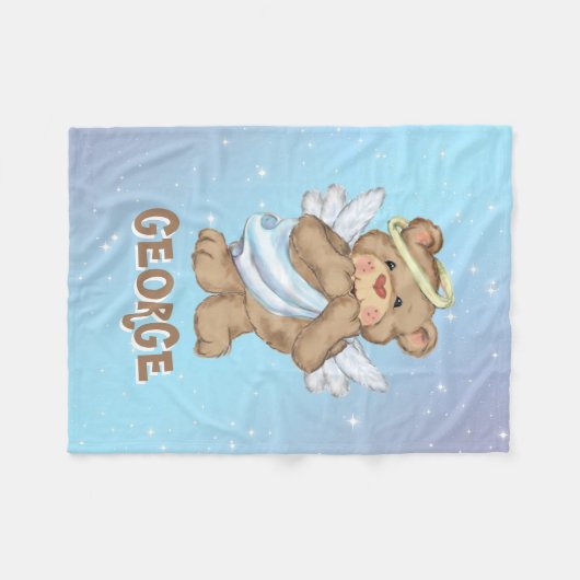 Teddy Bear Angel Fleecedecke (Vorderseite (Horizontal))
