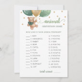 Teddy Bear Animal Gestation Game Baby Showcard Einladung (Vorderseite)