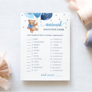 Teddy Bear Animal Gestation Game Baby Showcard Einladung