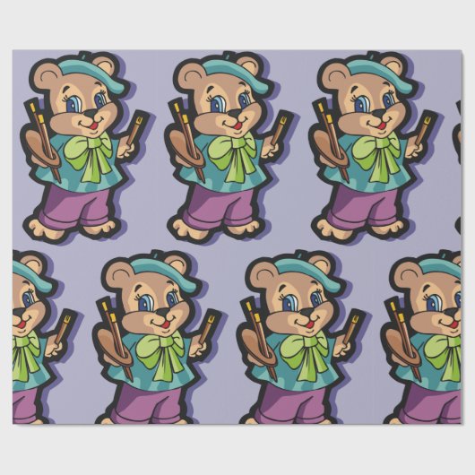 Teddy Bear Artist Geschenkpapier (Flach)