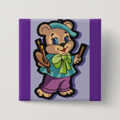 Teddy Bear Artist with Beret and Paint Brushes Button (Vorderseite)
