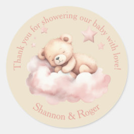 Teddy Bear Asleep auf einem Cloud Duwer Favoriten Runder Aufkleber