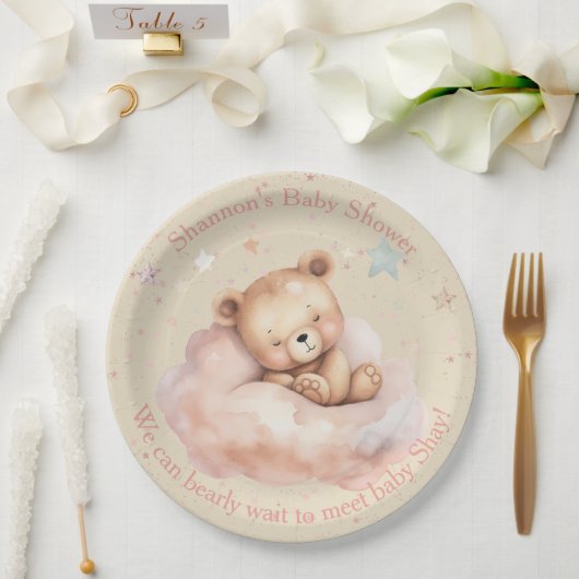 Teddy Bear Asleep in der Clouds Baby Dusche Pappteller (Hochzeit)