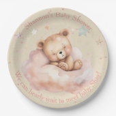Teddy Bear Asleep in der Clouds Baby Dusche Pappteller (Vorderseite)