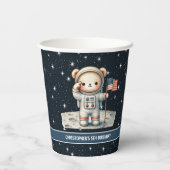 Teddy Bear Astronaut Baby Boy Birthday Cups Set Pappbecher (Rückseite)
