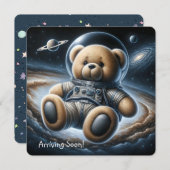 Teddy Bear Astronaut Baby Boy Dusche Einladung (Vorne/Hinten)