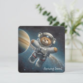 Teddy Bear Astronaut Baby Boy Dusche Einladung (Stehend Vorderseite)