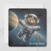 Teddy Bear Astronaut Baby Boy Dusche Einladung (Vorderseite)