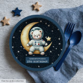 Teddy Bear Astronaut Baby Boy First Birthday Plate Pappteller
