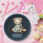 Teddy Bear Astronaut Baby Boy Geburtstag Custom Pappteller (Party)