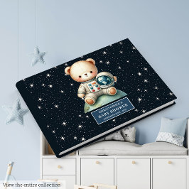 Teddy Bear Astronaut Baby Shooting Guest Sign Book Gästebuch