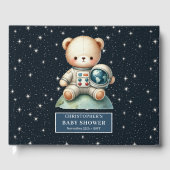 Teddy Bear Astronaut Baby Shooting Guest Sign Book Gästebuch (Vorderseite)