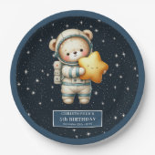 Teddy Bear Astronaut Baby Shower Celebration Plati Pappteller (Vorderseite)
