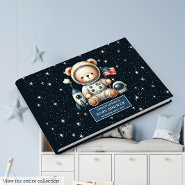 Teddy Bear Astronaut Boy Baby Shooting Logbook Gästebuch