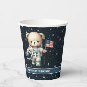 Teddy Bear Astronaut Boy Birthday Party Paper Cups Pappbecher (Vorderseite)