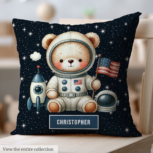 Teddy Bear Astronaut Decorative Pillow Baby Boy Kissen