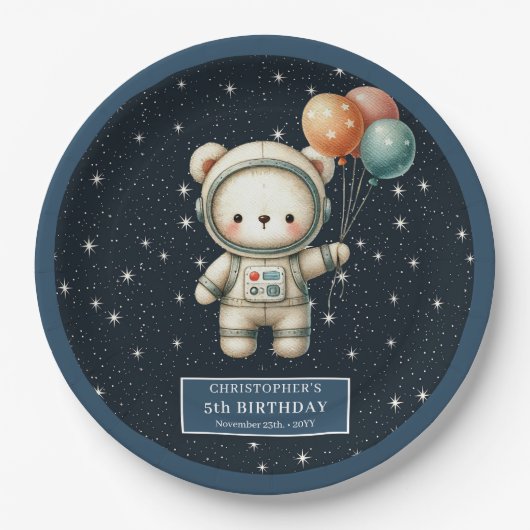 Teddy Bear Astronaut Duschpapier Teller Baby Boy (Vorderseite)