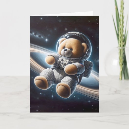 Teddy Bear Astronaut für den neuen Baby Boy Karte (Vorderseite)