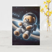 Teddy Bear Astronaut für den neuen Baby Boy Karte (Gelbe Blume)