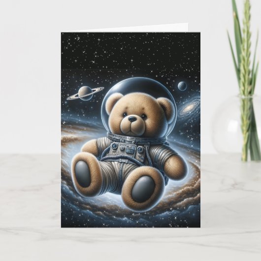 Teddy Bear Astronaut für den neuen Baby Boy Karte (Vorderseite)