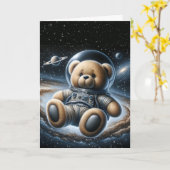Teddy Bear Astronaut für den neuen Baby Boy Karte (Gelbe Blume)