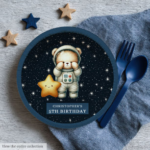 Teddy Bear Astronaut Geburtstagspartei Personalisi Pappteller