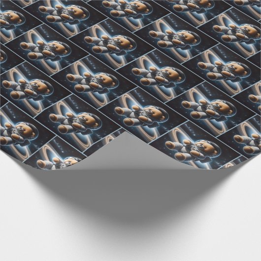 Teddy Bear Astronaut Geschenkpapier (Ecke)