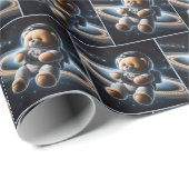 Teddy Bear Astronaut Geschenkpapier (Rolleneckpunkt)