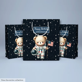 Teddy Bear Astronaut Geschenktasche für den Geburt Mittlere Geschenktüte