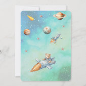 Teddy Bear Astronaut In Space Baby Shower Einladung (Rückseite)
