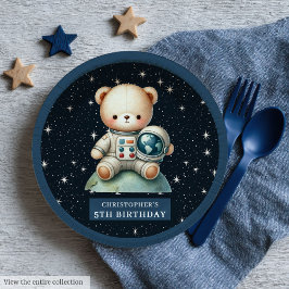 Teddy Bear Astronaut Individuelle Name Baby Shower Pappteller