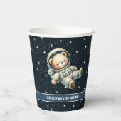 Teddy Bear Astronaut Paper Cups Baby Boy Party Pappbecher (Rückseite)