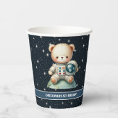 Teddy Bear Astronaut Paper Cups Boy Birthday Party Pappbecher (Rückseite)