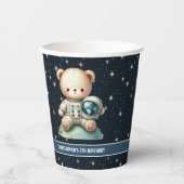 Teddy Bear Astronaut Paper Cups Boy Birthday Party Pappbecher (Vorderseite)
