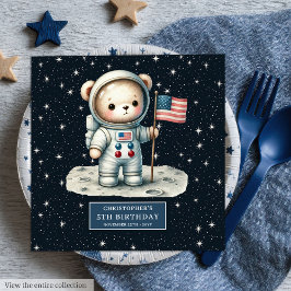 Teddy Bear Astronaut Party Napkins Boy Birthday Serviette